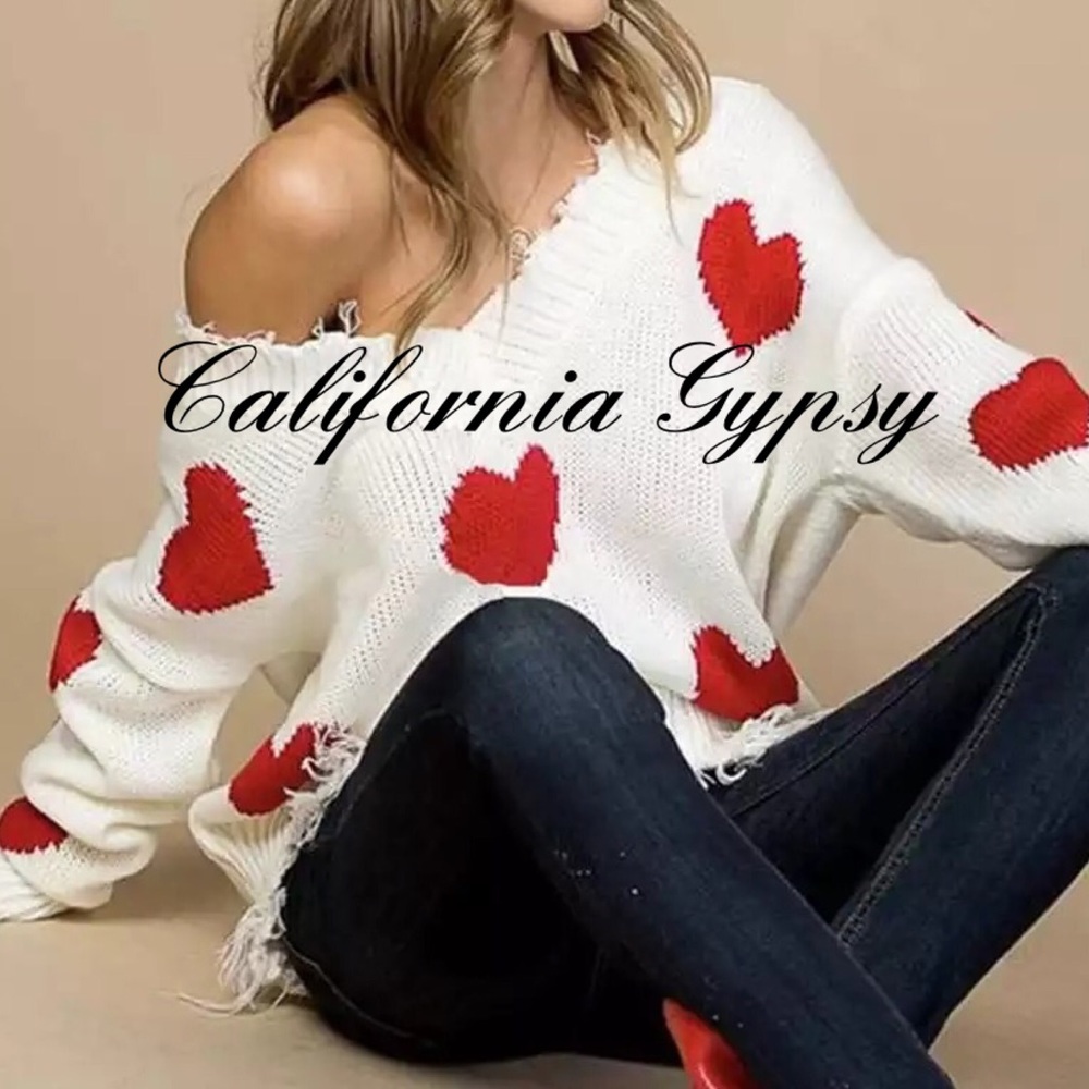 Distressed Heart Frayed Knit Sweater - Picture 3 of 11